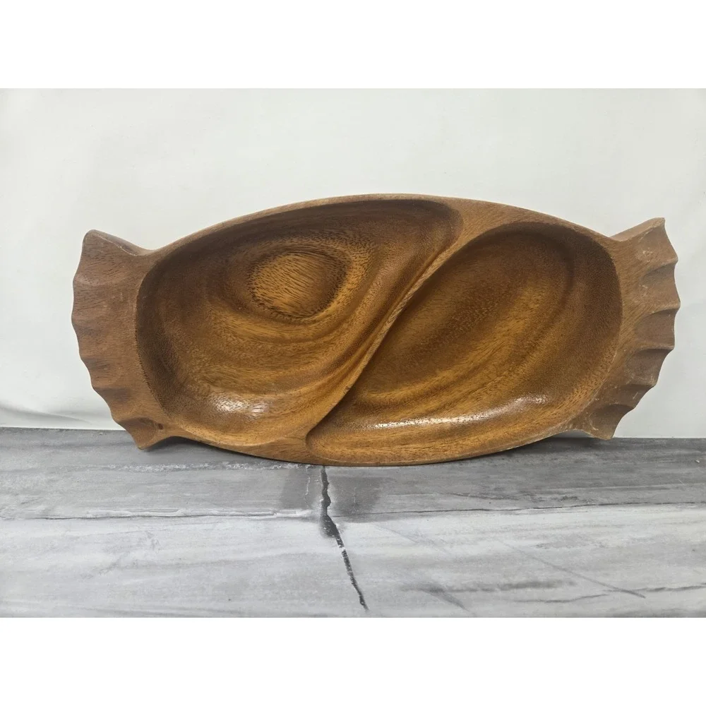 Vintage Wood Monkey Pod - Divided Wooden Bowl -‎ 14.5